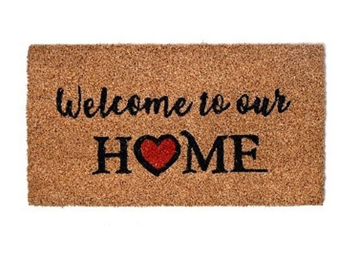 Felpudo Coco Entrada Casa 33x60 Diseño Welcome Home Corazon