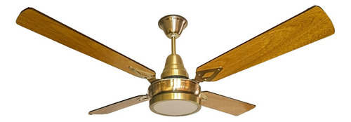 Ventilador De Techo Dorado Madera Nacional Con Plafon 18w