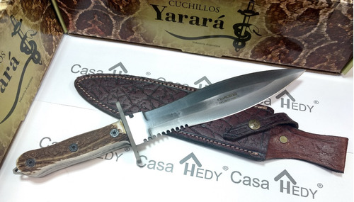 Cuchillo Yarara Chanchero Hoja 25cm +cabo Con Cachas De Asta