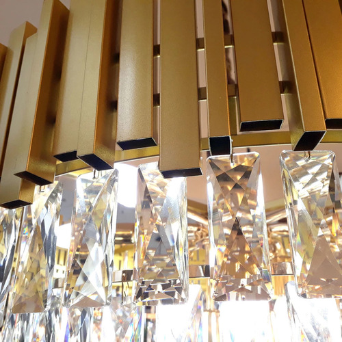Lustre Pendente Vana Gold 3 Cristal L15 E14 Dourado Cristal