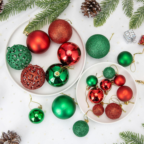 Juego 100 Adornos Inastillables Miniesferas Navidad Rojo Ver