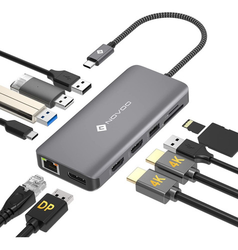 Novoo - Estación De Acoplamiento Usb C 11 En 1, Triple Panta