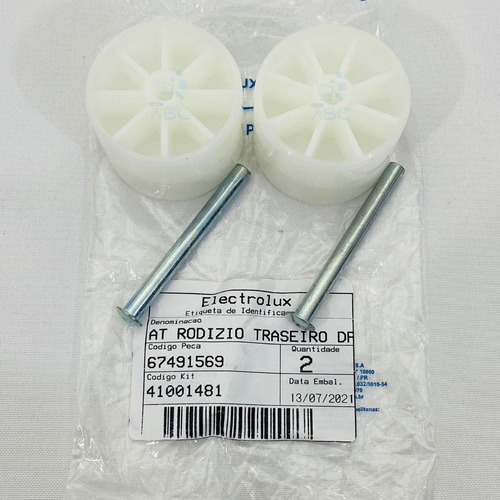 2 Pé Traseiro Rodinha Geladeira Electrolux Df35/38 Dc48 Dc45