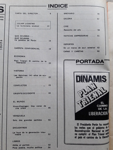 Revista Dinamis Nº 64 Enero 1974 - Plan Trienal (Usado)