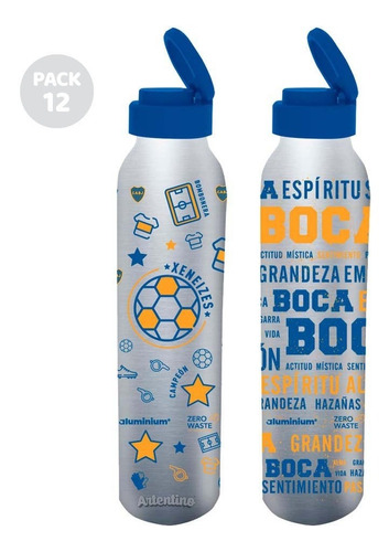 12 Botella Aluminio Deportiva Agua Hombre Mujer Metálica 