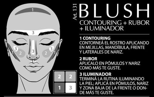 Imagen 5 de 7 de Paleta De Rostro Rubor Iluminador Y Contorno Xulu Cosmeticos