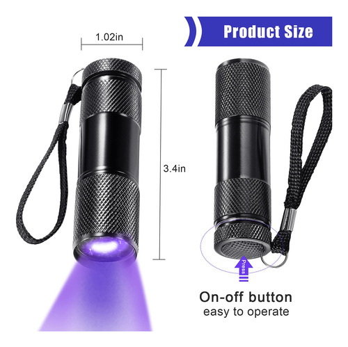 Linternas Uv Con Luz Negra Roceei, 10 Piezas, Led, Portátile