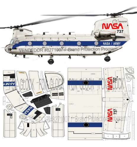 Helicoptero Chinook Nasa 1.33 Vectorial Superior Papercraft
