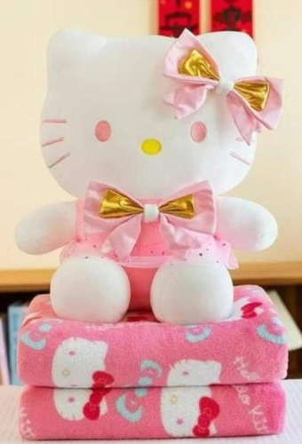 Peluche Con Manta 3 En 1 - Capybara Stich, Kuromi Kitty Kitty Vestido Rosa