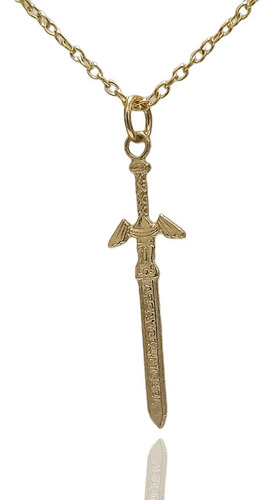 Collar  Dije Espada San Miguel Poderosa Protección Baño Oro