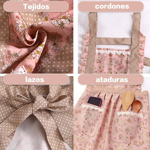 3 Pzs Delantal Ajustable Para Mujer, Cocina Multiusos Chef