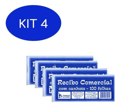 Kit 4 Recibo Comercial Tamoio Com Canhoto 100 Folhas Com