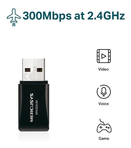 Imagen 4 de 6 de Mini Adaptador N300 Mercusys Usb Inalambrico 300 Mbps Pc