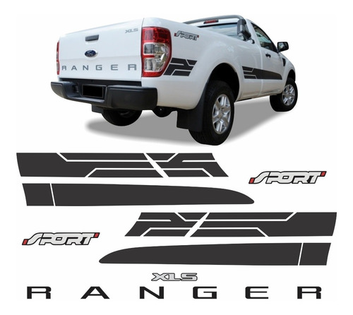 Ford Ranger Adesivos Laterais E Traseira Sport Xls 2015 Kit