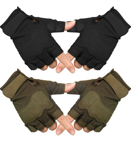 Zhanmai 2 Pares De Guantes Sin Dedos Para Hombre, Guantes De