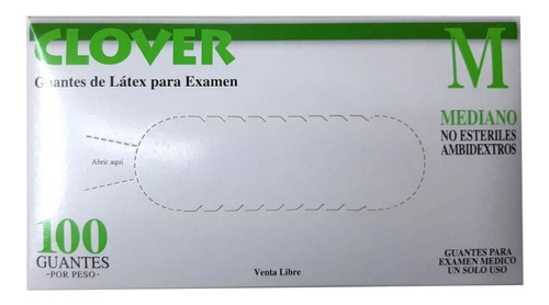 Guantes De Látex Para Examinación Clover X 100 Mediano