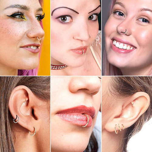 2 Pz Anillo De Nariz De Aro Para Mujeres Y Hombres, Acero Quirúrgico Sleeper Pendientes De Aro Septum Clickers Anillo De Segmento Con Bisagras