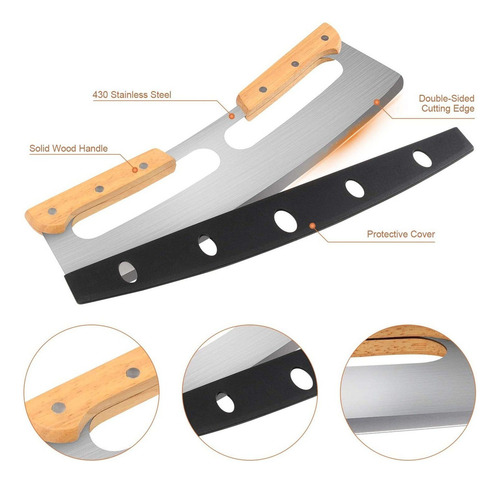 ( Cortador De Pizza Con Mango Madera Rebanador De Pizza 35cm