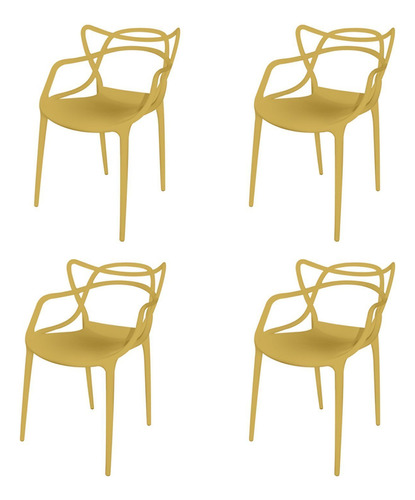 Conjunto Com 4 Cadeiras Para Sala De Estar Berrini Gg