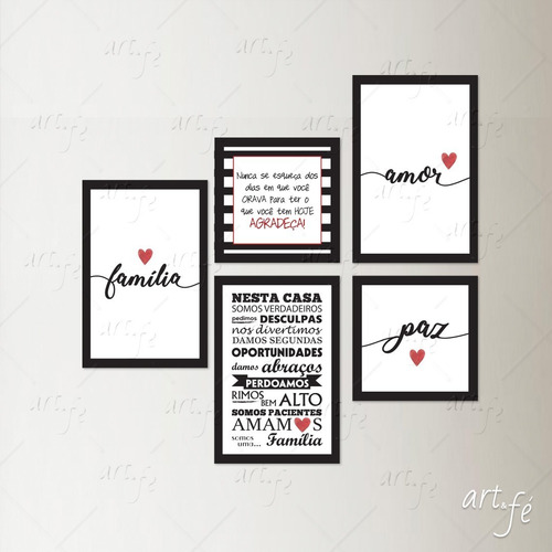 Imagem 3 de 3 de Kit De Placas Quadros Religiosos Família, Amor E Paz