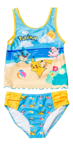 Camiseta Tankini Pokémon Pikachu Squirtle Pikachu Para Niñas