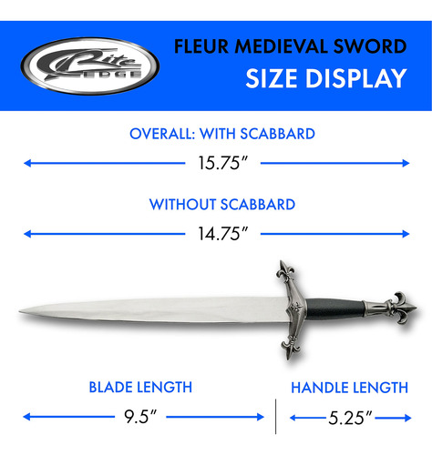 Espada Daga Medieval De 23 Cm, Color Negro