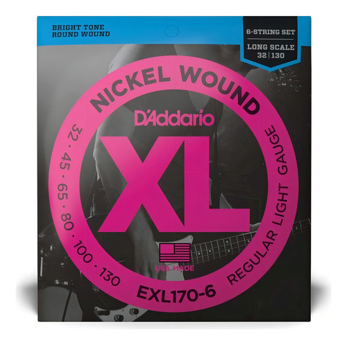 Encordoamento Baixo 6c 032.130 Daddario Xl Nickel Exl170-6