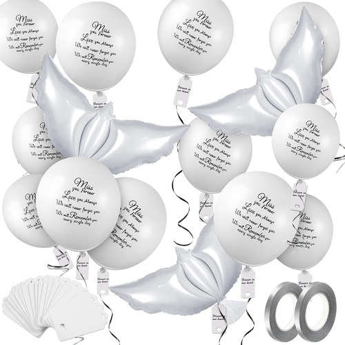 50 Piezas White Memorial Balloons Funeral Balloons White Rem