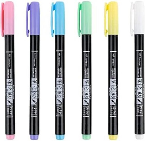 Rotuladores Tombow Fudenosuke, Pastel, Paquete 6