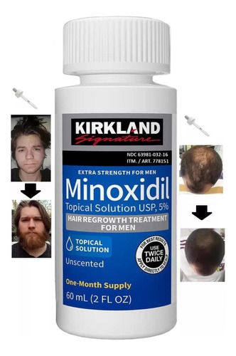 Frasco Minoxidil Kirkland Goteros Guia Barba Cabello 