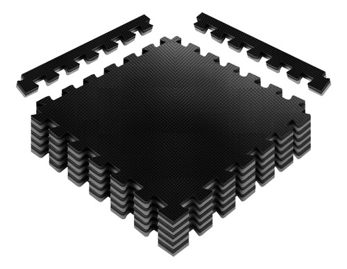 Kit 10 Tapetes Tatame 1x1 20mm Bicolor-preto E Cinza