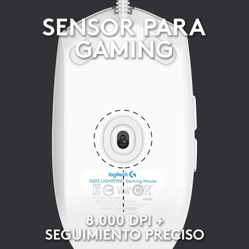 Mouse gamer de juego Logitech G Series Lightsync G203 blanco