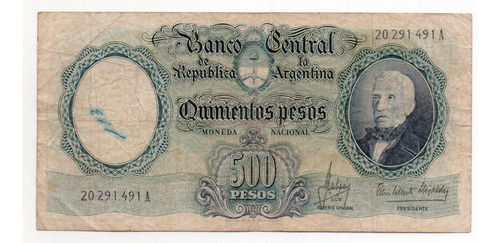 Billete Argentina 500 Pesos Moneda Nacional Bottero 2118 B