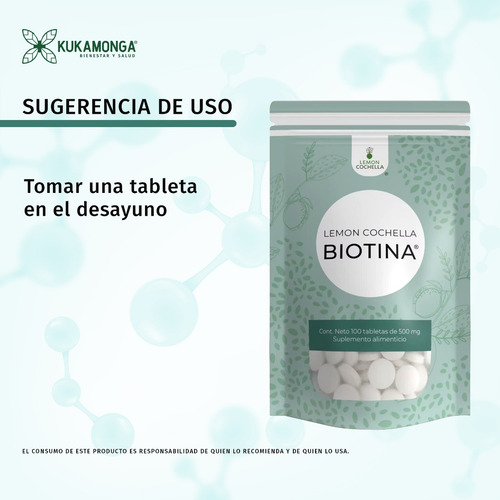 1 Biotina 100 Tabs + 1 Crema Colágeno 120 G - Lemon Cochella Sabor Sin sabor