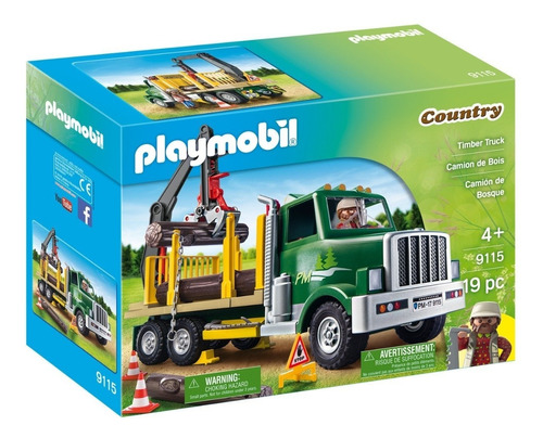 Caminhão Porta Madeira Com 19 Peças Country Playmobil 9115