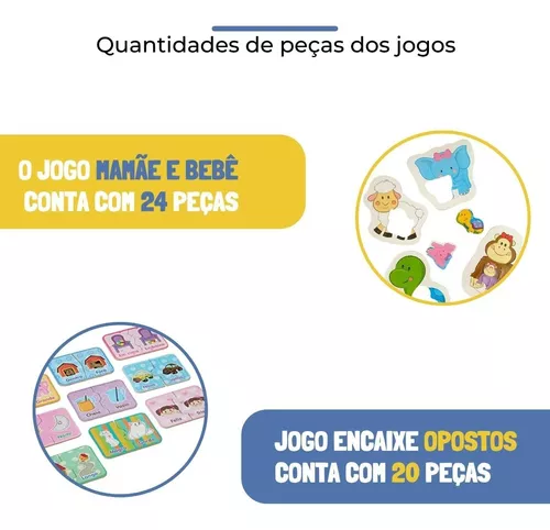 Kit Educativo 4 Jogos De Encaixe Peças Em Madeira - NIG