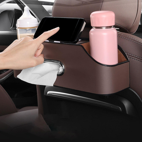 Caja De Almacenamiento Trasera Para Asiento De Marron Oscuro