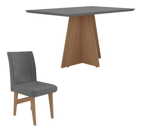 Mesa Jantar C/ 4 Cadeiras Denver Multimóveis Ex1006 Md/gf/mc