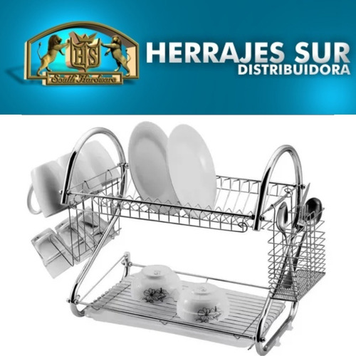 Imagen 2 de 9 de Secaplatos Escurridos De Plato Y Cubierto Cromado 2 Niveles