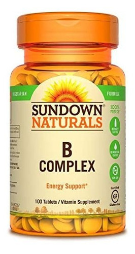 Sundown Naturals B Complex Energy Support, 100 Tabletas Cada