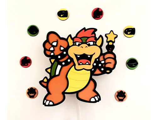 Lámpara Velador De Pared Bowser Super Mario Bros Madera Mdf