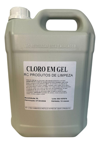 Gel Desinfetante Cloro Galão De 5l Para Limpeza Profunda Rc