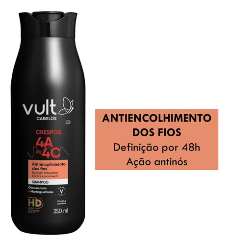 Kit Vult Cabelos Crespos Shampoo Condicionador Máscara Creme