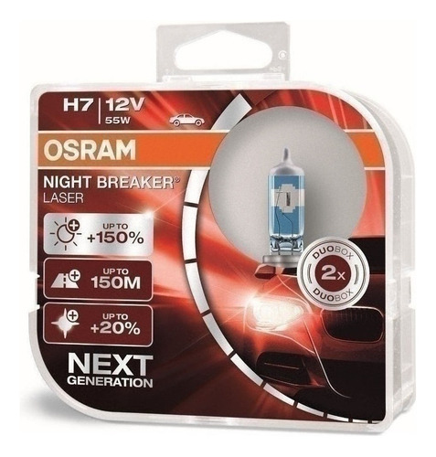Bombillos Osram H7 Night Breaker Laser 150% 55w 12v X2