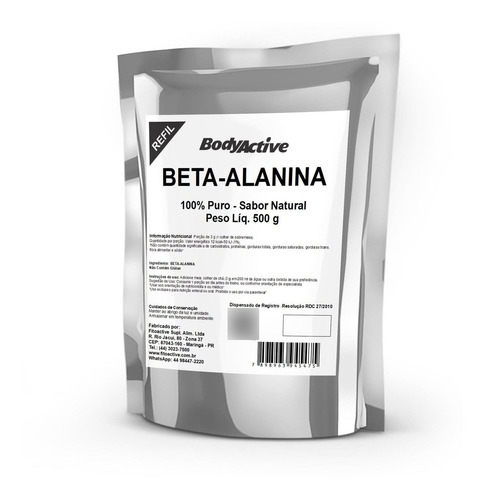 Beta-alanina 100% Pura 500 G Refil Bodyactive