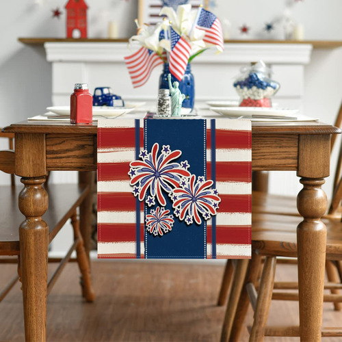 Mantel Con Forma De C, Bandera De Mesa Para El Día De La Ind