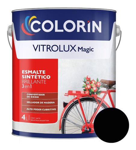 Vitrolux Esmalte Sintetico Negro Brite 4 Lts Colorin Iacono