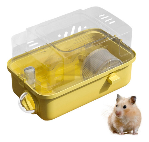 Jaula Para Hámster, Transparente,, Con Amarillo
