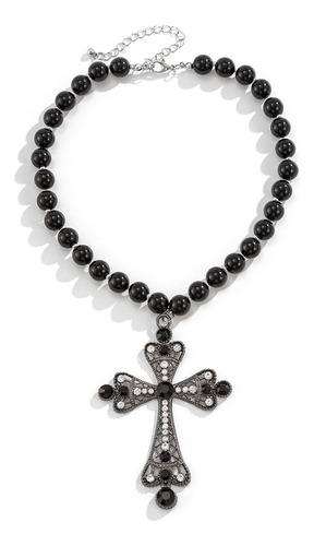 Collar Gótico Collares De Cruz De Perlas Collar De Cruz Gran