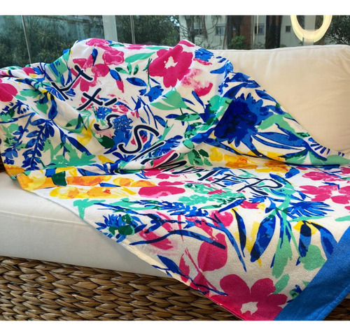Toalha De Praia Banho Gigante Aveludada 100% Algodão Teka Cor Floral Colorido